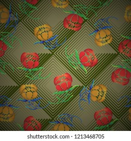 Abstract seamless pattern with vintage flowers