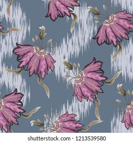 Abstract seamless pattern with vintage flowers