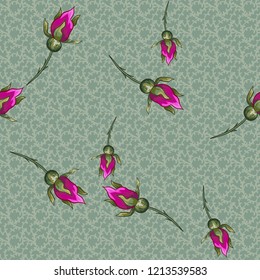 Abstract seamless pattern with vintage flowers