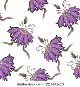 Abstract seamless pattern with vintage flowers