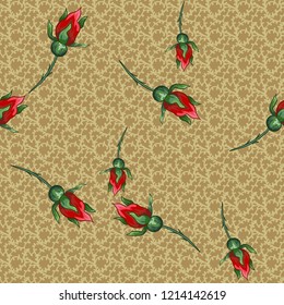 Abstract seamless pattern with vintage flowers