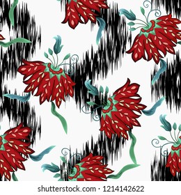 Abstract seamless pattern with vintage flowers