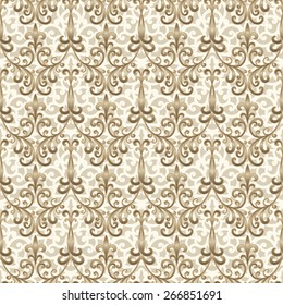 Abstract seamless pattern, vintage gold background, vector ornamental texture