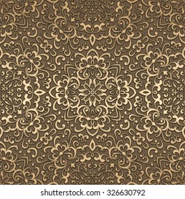 Abstract seamless pattern, vintage gold background, vector ornamental texture