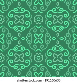 Abstract seamless pattern with vintage green ornament
