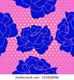 Abstract seamless pattern with vintage leaves and flowers. Vector background, modern style. Perfect for all types of prints 