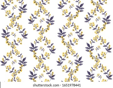 Abstract seamless pattern with vintage leaves and flowers. Vector background, modern style. Perfect for all types of prints
