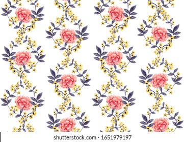 Abstract seamless pattern with vintage leaves and flowers. Vector background, modern style. Perfect for all types of prints
