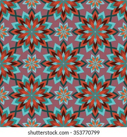 Abstract Seamless Pattern. Vintage Ornament Pattern. Islamic, Arabic, Indian, Ottoman Motifs, Kaleidoscope, Yoga. Ethnic decorative elements for greeting cards or any other kind of design. Boho Style.