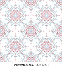 Abstract Seamless Pattern. Vintage Ornament Pattern. Islamic, Arabic, Indian, Ottoman Motifs, Kaleidoscope, Yoga. Ethnic decorative elements for greeting cards or any other kind of design. Boho Style.