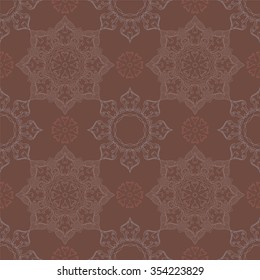 Abstract Seamless Pattern. Vintage Ornament Pattern. Islamic, Arabic, Indian, Ottoman Motifs, Kaleidoscope, Yoga. Ethnic decorative elements for greeting cards or any other kind of design. Boho Style.