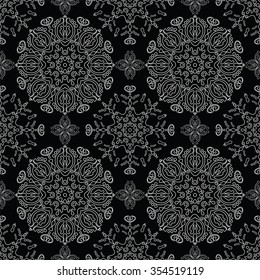 Abstract Seamless Pattern. Vintage Ornament Pattern. Islamic, Arabic, Indian, Ottoman Motifs, Kaleidoscope, Yoga. Ethnic decorative elements for greeting cards or any other kind of design. Boho Style.