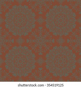 Abstract Seamless Pattern. Vintage Ornament Pattern. Islamic, Arabic, Indian, Ottoman Motifs, Kaleidoscope, Yoga. Ethnic decorative elements for greeting cards or any other kind of design. Boho Style.