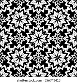 Abstract Seamless Pattern. Vintage Ornament Pattern. Ethnic decorative elements for print and cloth, fabrics and canvas texture or any other kind of design.  Black and White.