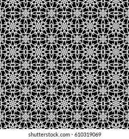 Abstract Seamless Pattern. Vintage Ornament Pattern. Ethnic decorative elements for print and cloth, fabrics and canvas texture or any other kind of design. Black and White