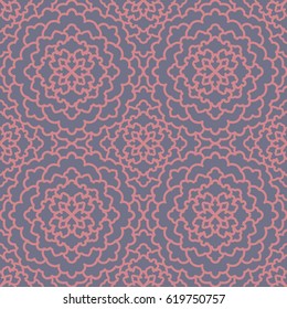 Abstract Seamless Pattern. Vintage Ornament Pattern pink on violet background. Ethnic decorative elements for print and cloth, fabrics and canvas texture or any other kind of design. 