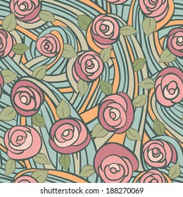 Abstract seamless pattern with vintage roses