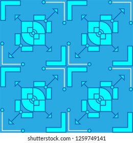 The abstract seamless pattern vintage style with blue theme. Vector illustration.