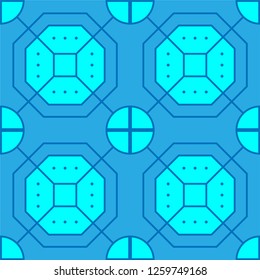 The abstract seamless pattern vintage style with blue theme. Vector illustration.