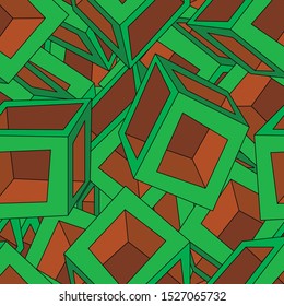 Abstract seamless pattern with volumetric hollow cubes.