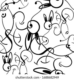 Un patrón abstracto sin fisuras con elementos de mano libre de ballena.