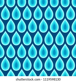 Abstract seamless pattern of water drops. Modern stylish elegant texture. Repeating geometric tiles. Design for wallpaper, print, fabric, cloth, textile, decoration. Vector colorful background.
