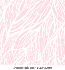Abstract seamless pattern with water, flower or floral elements. Vector illustration with natural tune. Pink and white