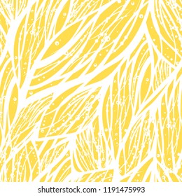 Abstract seamless pattern with water, flower, leafs or floral elements. Vector illustration with natural tune. Golden and white colors. Autumn background for wrapping paper, cover, blog backdrop