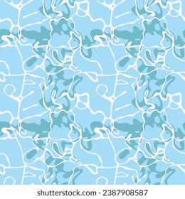 Abstract seamless pattern with  water reflections - hand drawn vector illustration. Flat color design.
