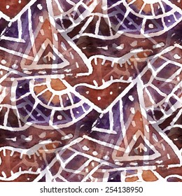 Abstract seamless pattern with watercolor drawing in doodle style. Vector illustration 