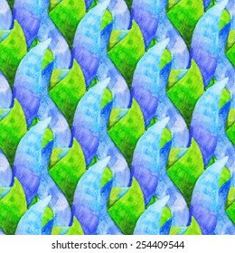Abstract seamless pattern with watercolor drawing in doodle style. Vector illustration 