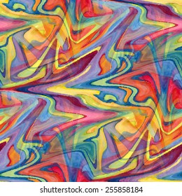 Abstract seamless pattern with watercolor drawing in doodle style. Vector illustration 