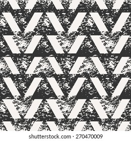 Abstract seamless pattern with watercolor textured triangles. Hand drawn watercolor geometric pattern.