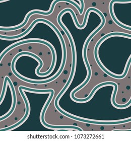 Abstract seamless pattern with wave lines and dots. Vector art illustration.