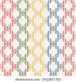 Abstract Seamless pattern. Wave Lines Background with colorful dots for fabric, textile, curtains, shirts, linen.