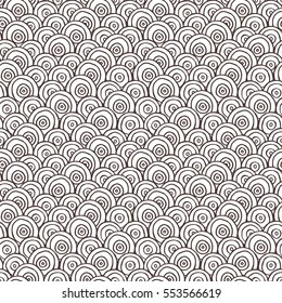 Abstract seamless pattern with waves circles. Design for backdrops with sea, rivers or water texture. Figure for textiles.