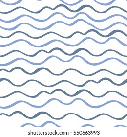 Abstract seamless pattern with waves. Design for backdrops with sea, rivers or water texture. Background for poster or cover. Figure for textiles.