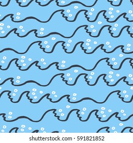 Abstract seamless pattern with waves. Design for backdrops with sea, rivers or water texture. Background for poster or cover. Figure for textiles.