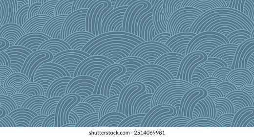 Abstract seamless pattern with waves - hand drawn vector illustration.