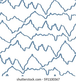 Abstract seamless pattern with waves or noise waves. Abstract mountains. Image for a poster or cover. Musical illustration. Figure for textiles. Design for backdrops with sea, rivers or water texture.