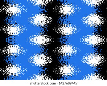 Abstract seamless pattern of waves and spots. Image in grunge style. Optical illusion of space distortion.