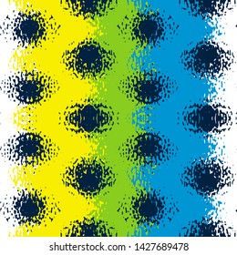 Abstract seamless pattern of waves and spots. Image in grunge style. Optical illusion of space distortion.