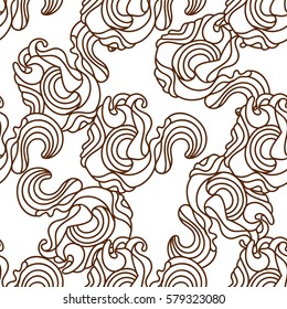 Abstract seamless pattern waves. Vector seamless black and white geometric pattern. Zentangle wavy seamless pattern.