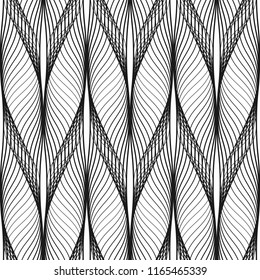 Abstract seamless pattern wavy design. Black line in modern style on white background. Vector illustration.