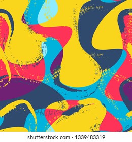 Abstract seamless pattern with wavy elements with grunge background