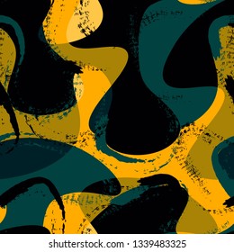 Abstract seamless pattern with wavy elements with grunge background