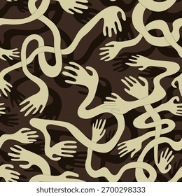 Padrão sem emenda abstrato com mãos onduladas - Design mínimo moderno