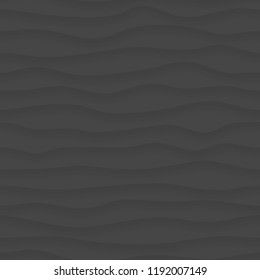 Abstract seamless pattern of wavy lines with shadows in black colors