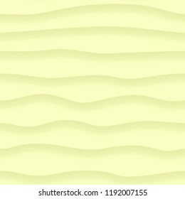 Abstract seamless pattern of wavy lines with shadows in light yellow colors