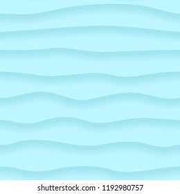 Abstract seamless pattern of wavy lines with shadows in light blue colors